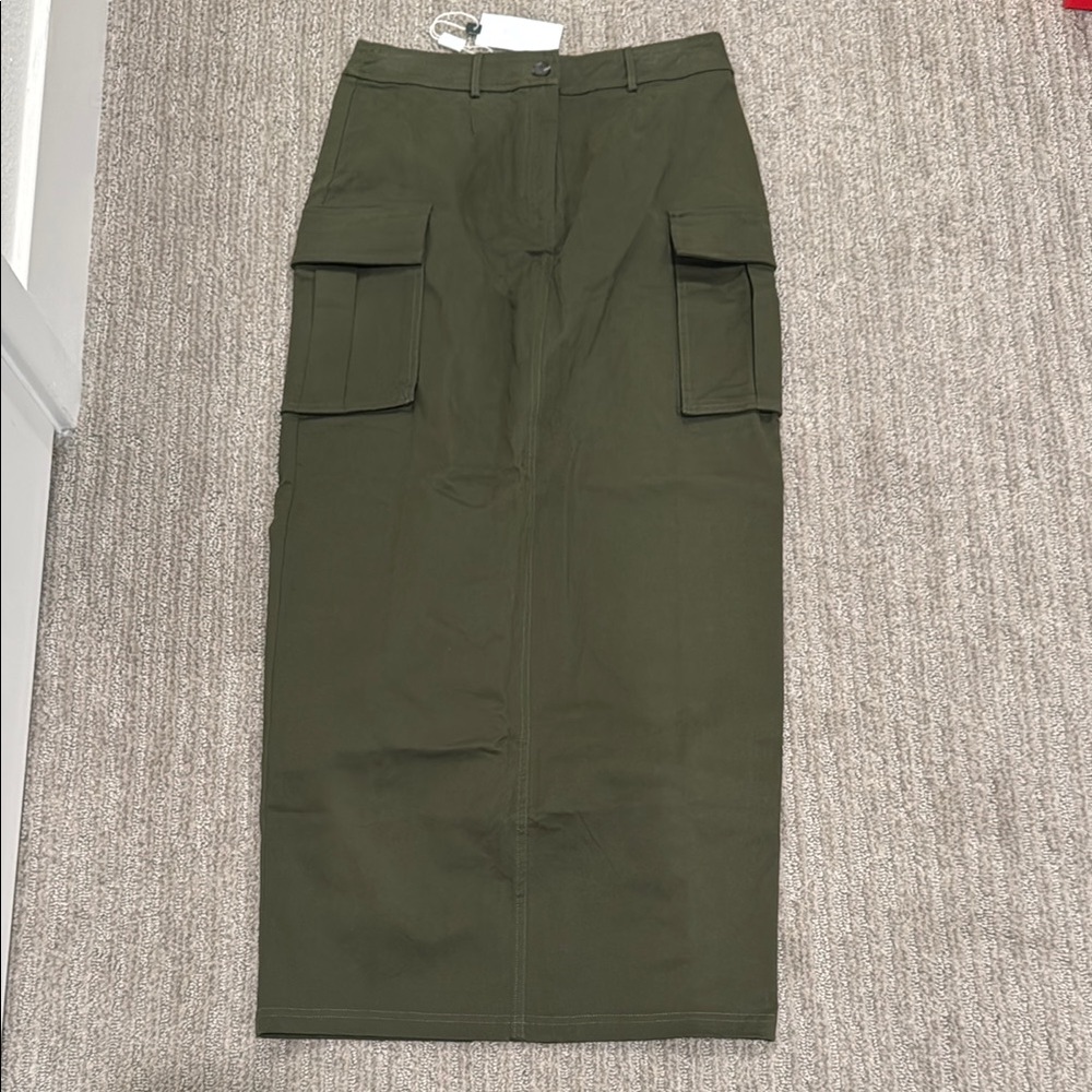 NWT ASTR Maxi Olive Green Women's Cargo Skirt S
